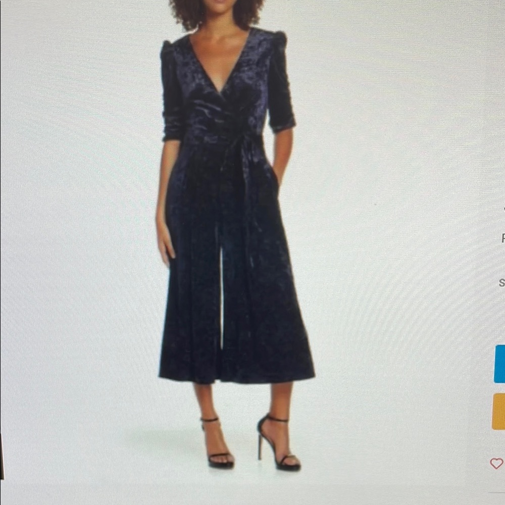 Chelsea28 Blue Ruched Tie Front Jumpsuit